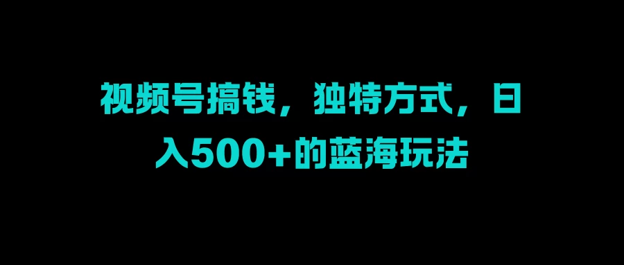 视频号搞钱，独特方式，日入500+的蓝海玩法-创客联盟资源网-本站致力于分享优质实用的互联网资源,创业项目,软件工具