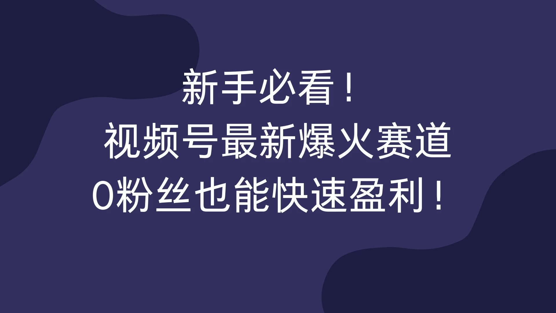 新手必看！视频号最新爆火赛道，0粉丝也能快速盈利！-创客联盟资源网-本站致力于分享优质实用的互联网资源,创业项目,软件工具