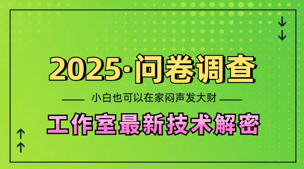 2025《问卷调查》最新工作室技术解密：一个人在家也可以闷声发大财，小白一天200+，可矩阵放大-创客联盟资源网-本站致力于分享优质实用的互联网资源,创业项目,软件工具